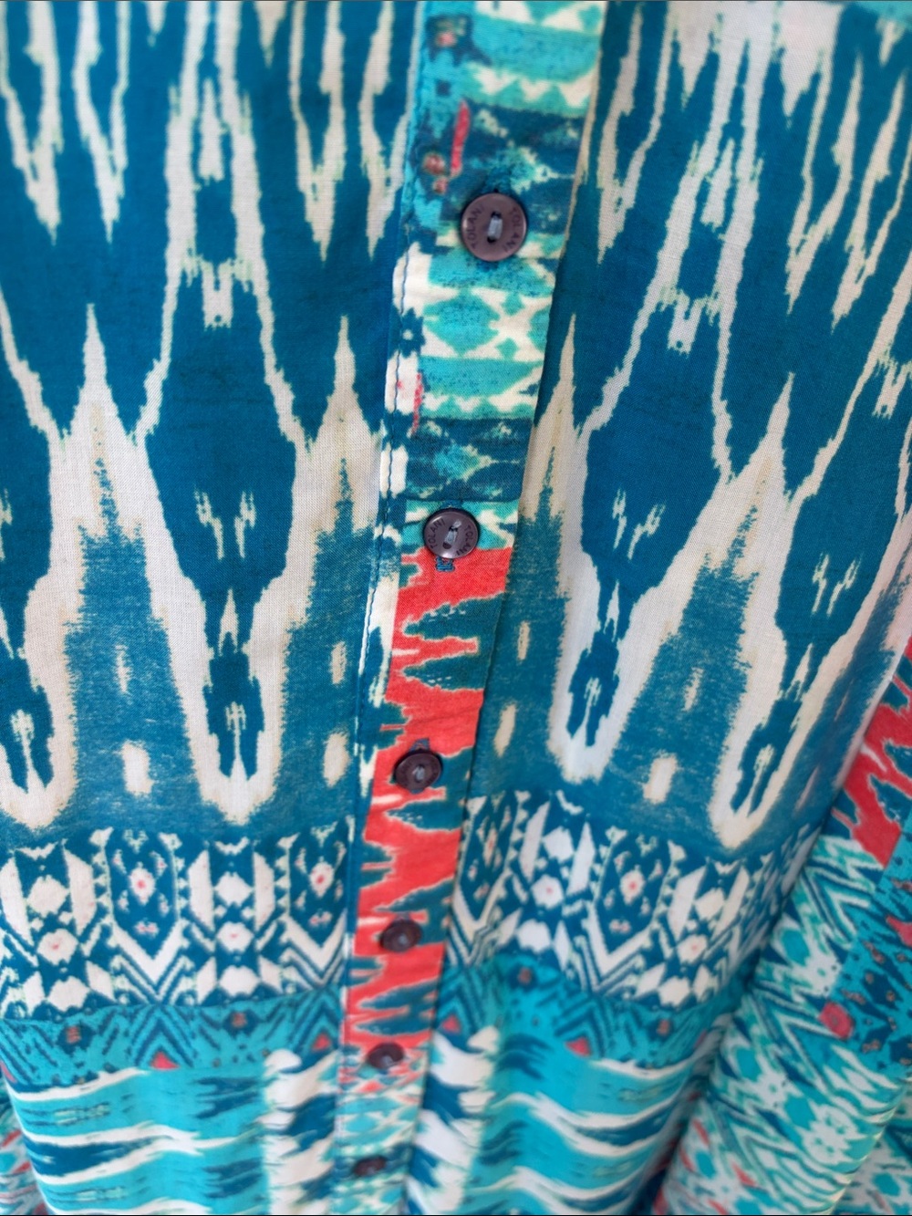 Tolani Turquoise Blue & Coral Patterned Midi Dress - Picture 5 of 12